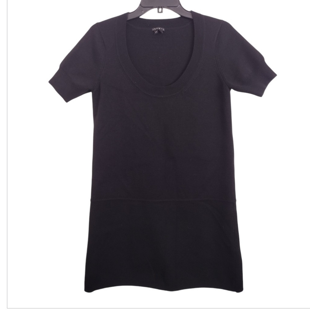 Theory Black Wool Short Sleeves Mini Dress Size Large
